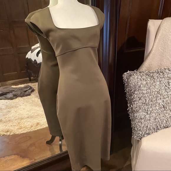 Plain Sud olive green sexy bodycon midi dress, Medium, NWOT - Picture 3 of 8